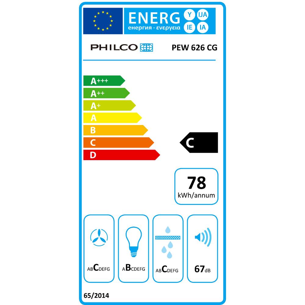 Odsavač par PHILCO PEW 626 CG - energetický štítek