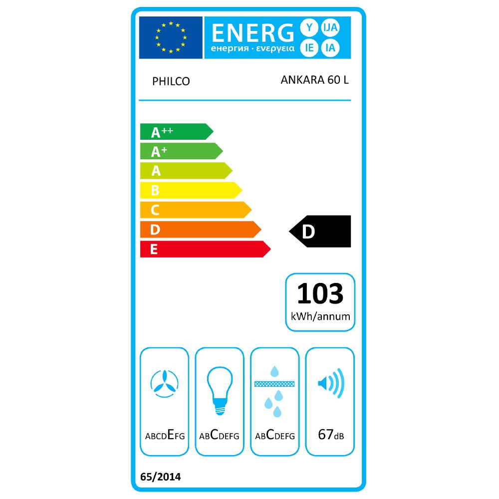 Odsavač par PHILCO Ankara 60 L - energetický štítek